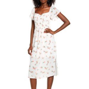 Nordstrom White Floral Midi Dress